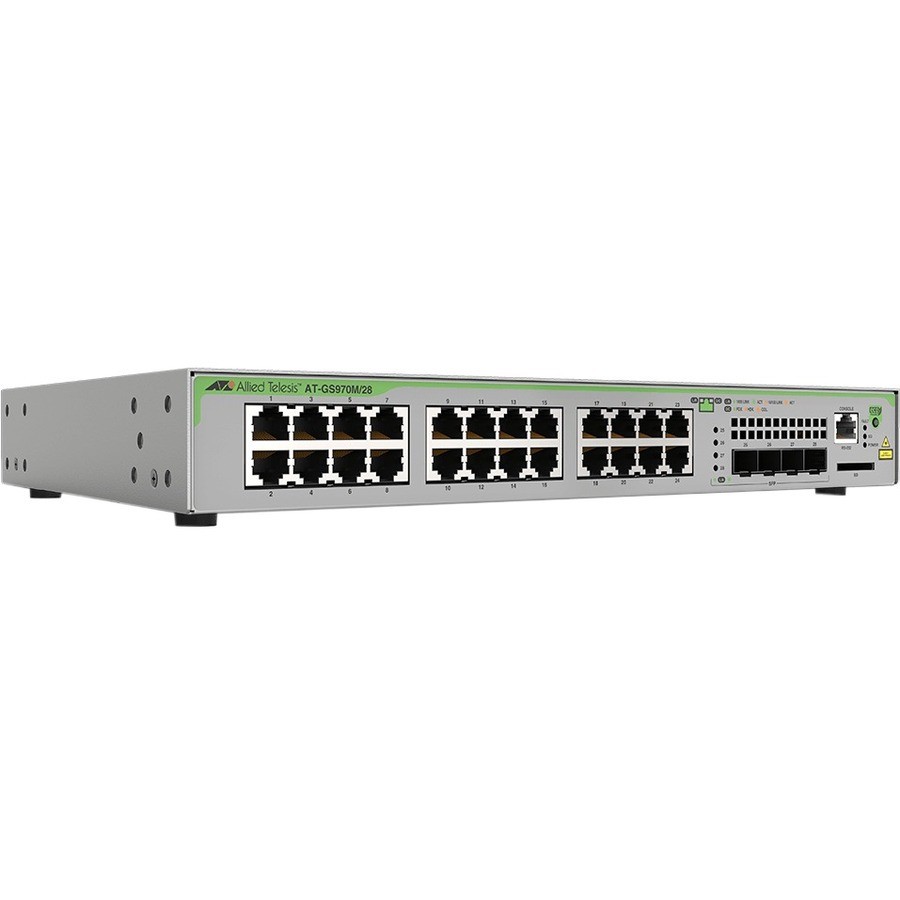 Allied Telesis CentreCOM At-Gs970m/28 - Switch - L3 - Managed - 24 X 10/100/1000 + 4 X SFP (mini-GBIC) (Uplink) - Desktop