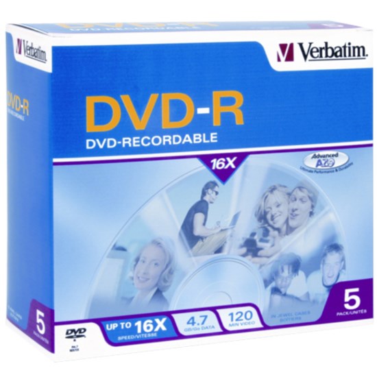 Verbatim DVD Recordable Media - DVD-R - 16x - 4.70 GB - 5