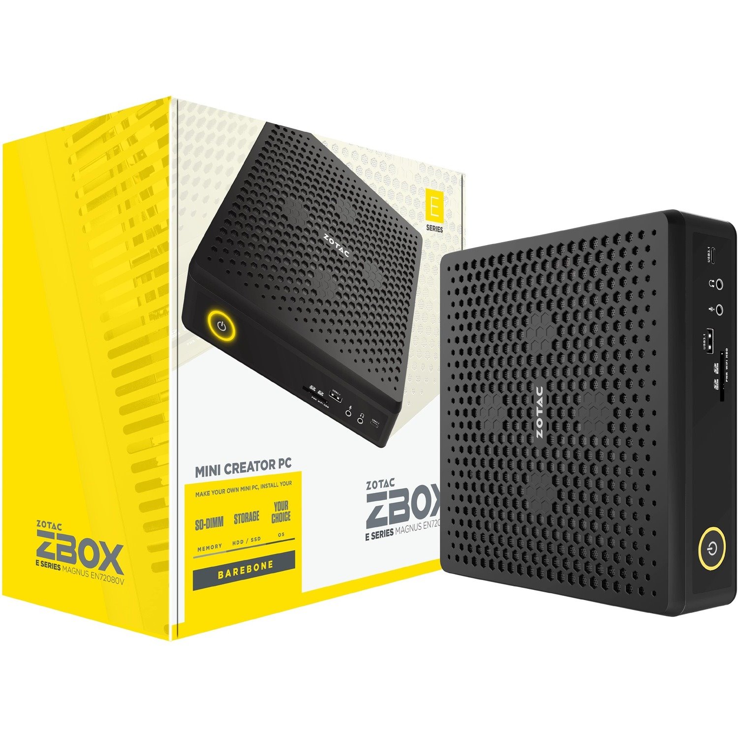 Zotac ZBOX E MAGNUS EN072080S Desktop Computer - Intel Core i7 10th Gen i7-10750H Hexa-core (6 Core) 2.60 GHz - 8 GB RAM DDR4 SDRAM - 1 TB HDD - 128 GB SSD - Mini PC
