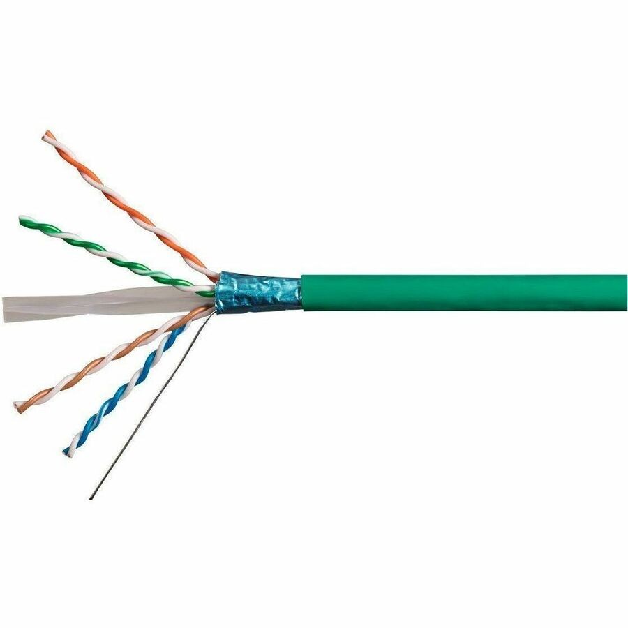 Monoprice Cat6a 500FT Green CMR Ul Bulk Cable_ Taa_ Shielded (F/Utp)_ Solid_ 23A