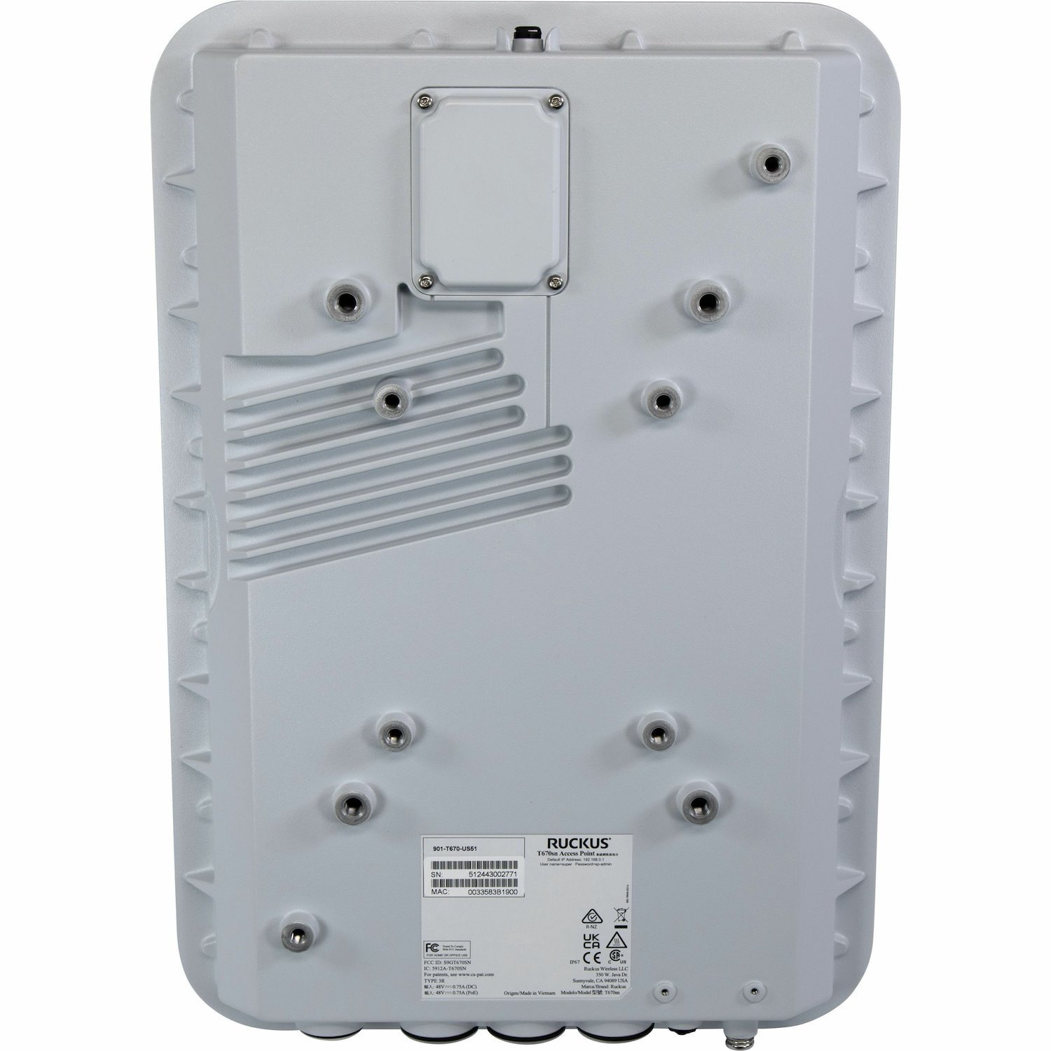 RUCKUS T670sn Tri Band Wi-Fi 7 IEEE 802.11a/b/g/n/ac/ax/be/k/r/v/w 9.34 Gbit/s Wireless Access Point - Outdoor