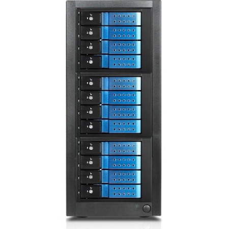 RAIDage JAGE9BT12HDBL-DE Drive Enclosure 12Gb/s SAS, SATA/600 - Mini-SAS HD Host Interface Tower - Black, Blue