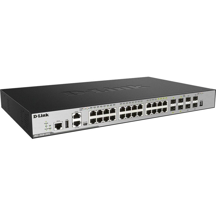 D-Link DGS-3630 DGS-3630-28TC/SI 24 Poorten Beheer mogelijk L3 switch - Gigabit Ethernet, 10Gigabit Ethernet - 10/100/1000Base-TX, 10GBase-X