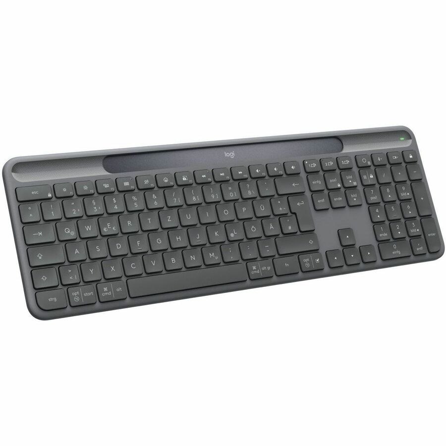 Logitech Signature Slim Solar+ K980 Tastatur - Full-size - Kabellos Konnektivität - USB-Typ C Schnittstelle - Deutsch - QWERTY Layout - Graphit