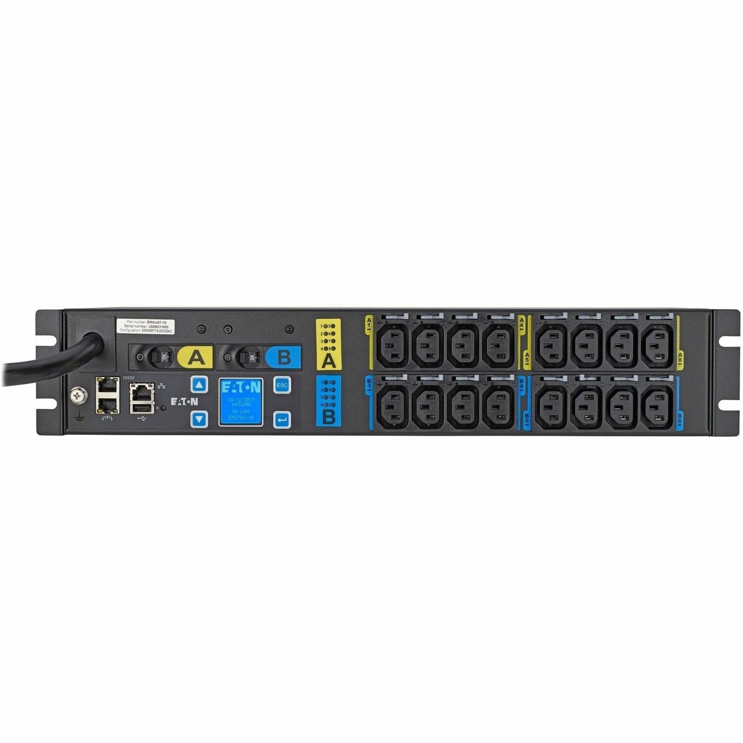 Eaton Managed Rack PDU, 2U, 3PH, L21-30P Input, 15ft Cord, 120/208V, 24A, Outlets: (24) C13