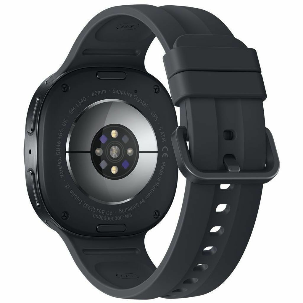 Samsung Galaxy Watch9 SM-L340 Smart Watch - 42.70 mm Case Height - 40.40 mm Case Width - Graphite Body Color - Black Band Color - Armor Aluminum Case Material - Wireless LAN