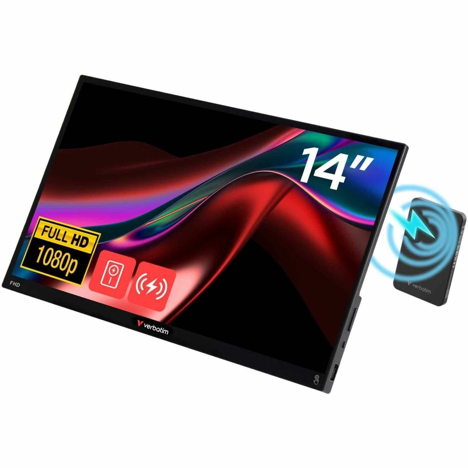 Verbatim Portable 14In FHD Touch Monitor Light With Wireless Power Supply Incl. Power Bank 5000mAh