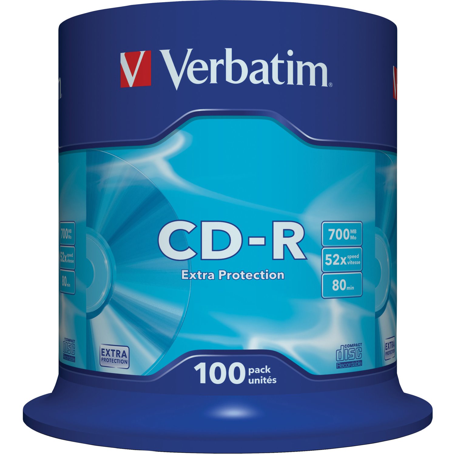 Verbatim 43411 CD Recordable Media - CD-R - 52x - 700 MB - 100