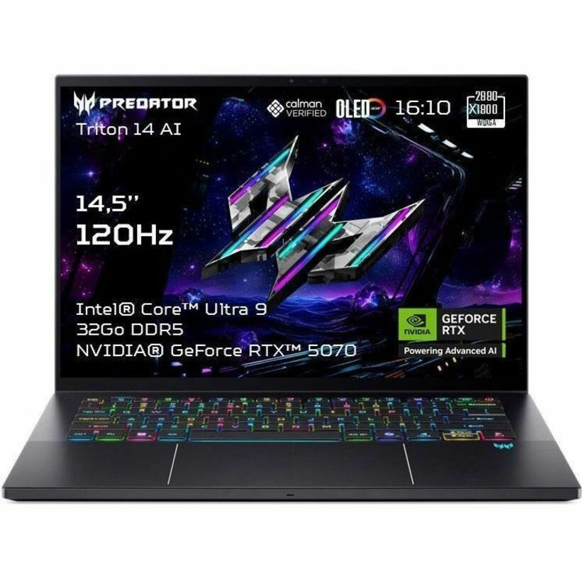 Predator Triton 14 AI PT14-52T PT14-52T-90CB 36.8 cm (14.5") Touchscreen Copilot+ PC Gaming Notebook - WQXGA+ - 120 Hz - Intel Core Ultra 9 288V - 32 GB - 2 TB PCI Express NVMe 4.0 SSD - German Keyboard - Black