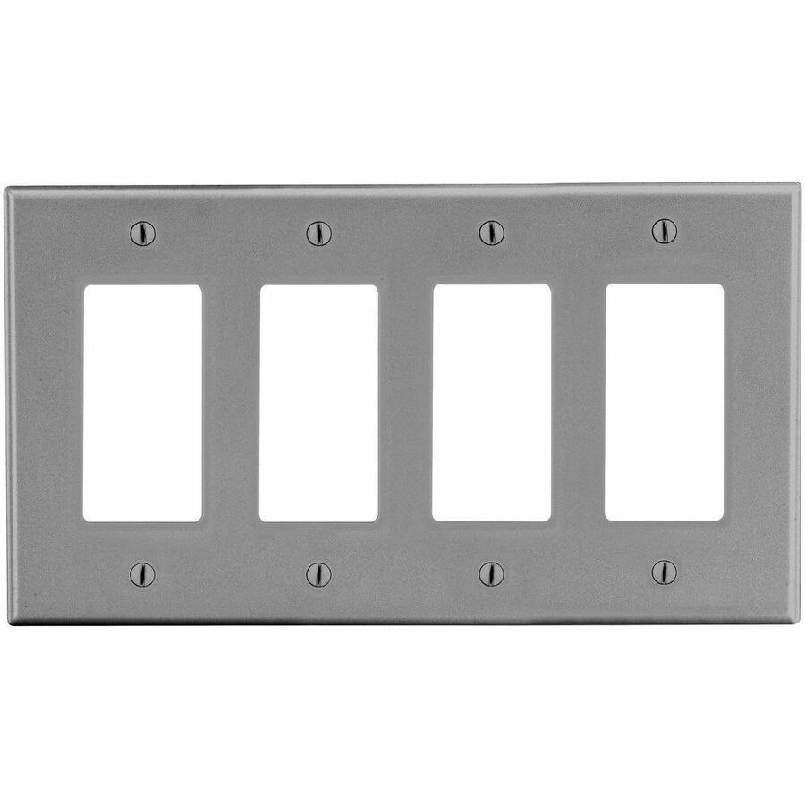 Bryant Wallplate, Mid-Size 4-Gang, 4) Decorator, Gray