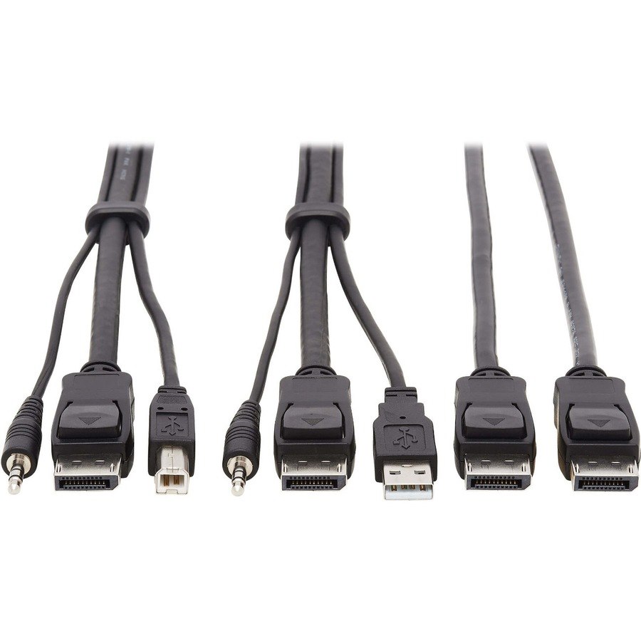 Eaton Tripp Lite Series Dual DisplayPort KVM Cable Kit - DP, USB, 3.5 mm Audio (3xM/3xM) + DP (M/M), 4K, 4:4:4, 10 ft. (3.05 m), Black