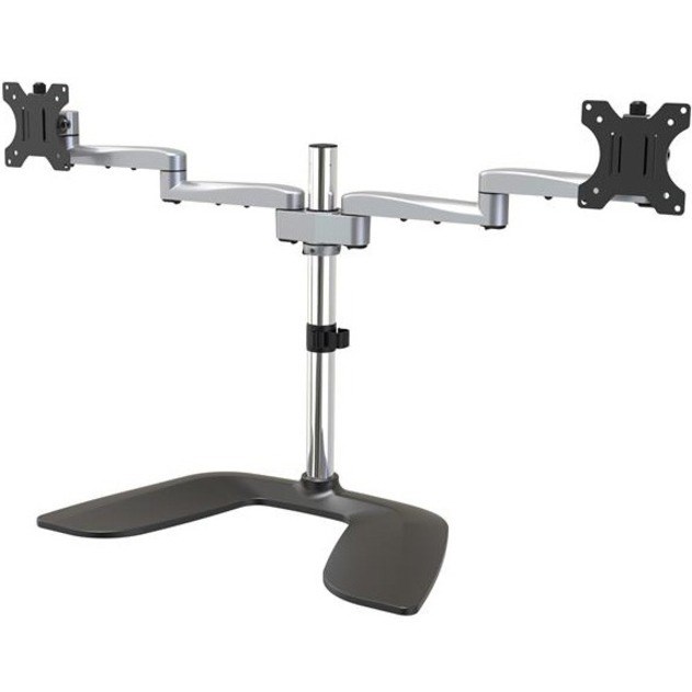 StarTech.com Dual Monitor Stand, Ergonomic Desktop Monitor Stand for up to 32"(17.6lb/8kg) VESA Displays, Free-Standing Adjustable, Silver