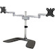 StarTech.com Dual Monitor Stand, Ergonomic Desktop Monitor Stand for up to 32"(17.6lb/8kg) VESA Displays, Free-Standing Adjustable, Silver