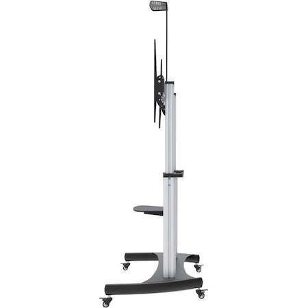 Manhattan TV & Monitor Mount, Trolley Stand, 1 screen, Screen Sizes: 60-100" , Silver/Black, VESA 200x200 to 800x600mm, Max 100kg, Height adjustable 1200 to 1685mm, Camera and AV shelves, Aluminium, LFD, Lifetime Warranty