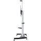 Manhattan TV & Monitor Mount, Trolley Stand, 1 screen, Screen Sizes: 60-100" , Silver/Black, VESA 200x200 to 800x600mm, Max 100kg, Height adjustable 1200 to 1685mm, Camera and AV shelves, Aluminium, LFD, Lifetime Warranty