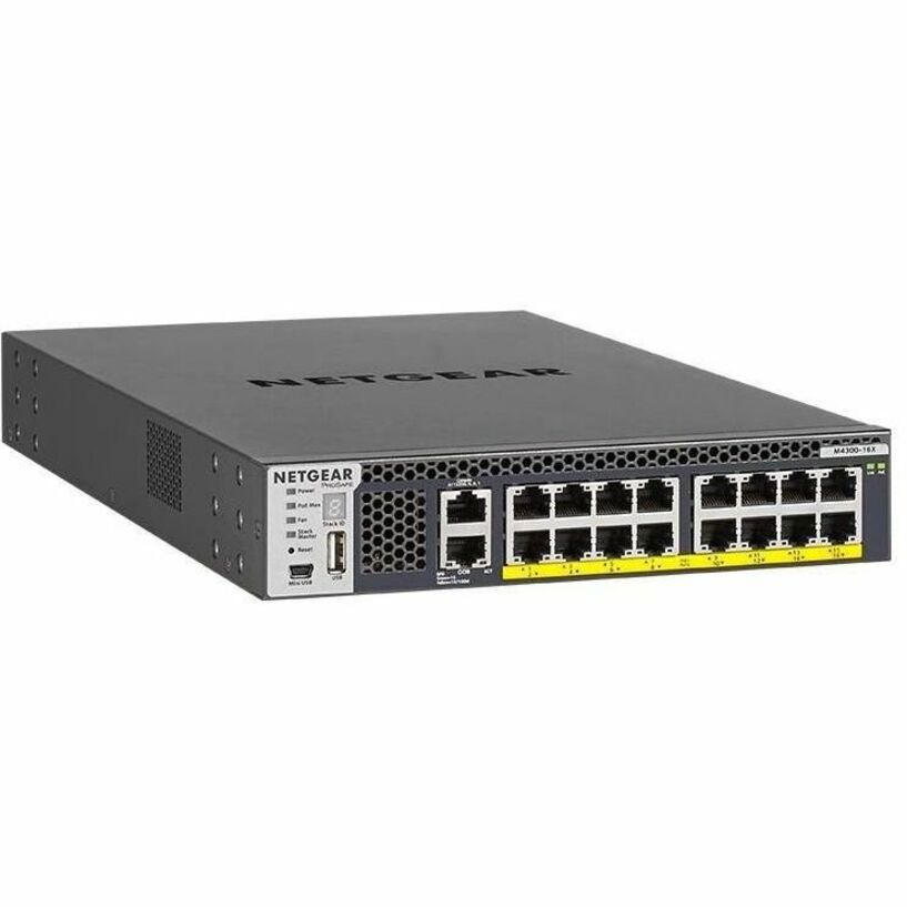 Netgear M4300-16X - Switch - L3 - Beheerd - 16 X 100/1000/2.5G/5G/10GBase-T (PoE+) - Rack-Uitvoering - PoE+ (500 W)