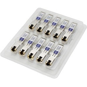 AddOn 10PK Cisco&reg; GLC-T Compatible TAA 10/100/1000Base-TX SFP Transceiver (Copper, 100m, RJ-45)