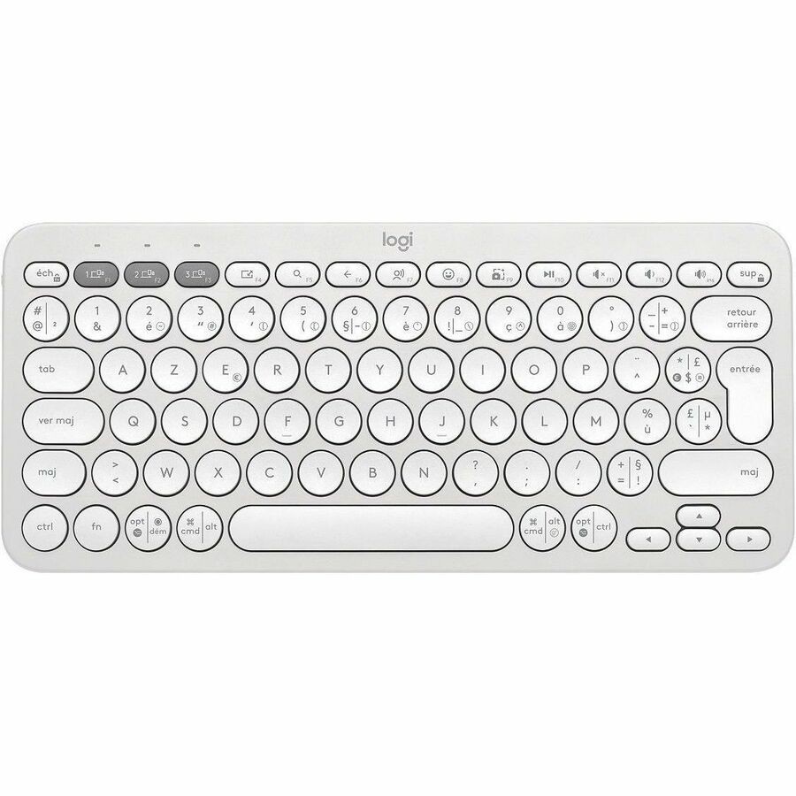 Logitech Pebble Keys 2 K380s Toetsenbord - Compact - Draadloos Verbinding - USB Interface - Frans - AZERTY indeling - Wit