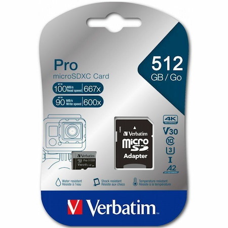 Verbatim Pro 512 GB Class 3/UHS-I (U3) V30 microSDXC