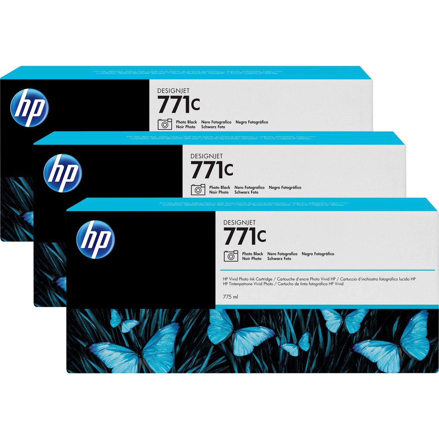 HP 771C Origineel Inkjet Inktcartridge - Licht cyaan - 3 / Pak