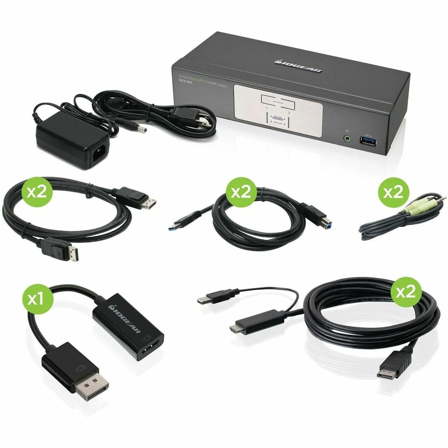 IOGEAR 2-Port DisplayPort/HDMI KVMP Switch with USB 3.0 Hub (TAA Compliant)