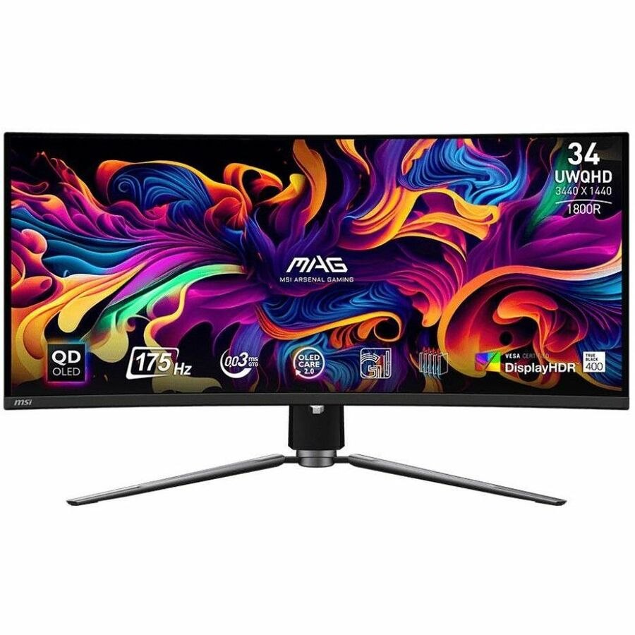 MSI MAG 341CQP OD-OLED 34" Class UW-QHD Curved Screen Gaming OLED Monitor - 21:9 - Black