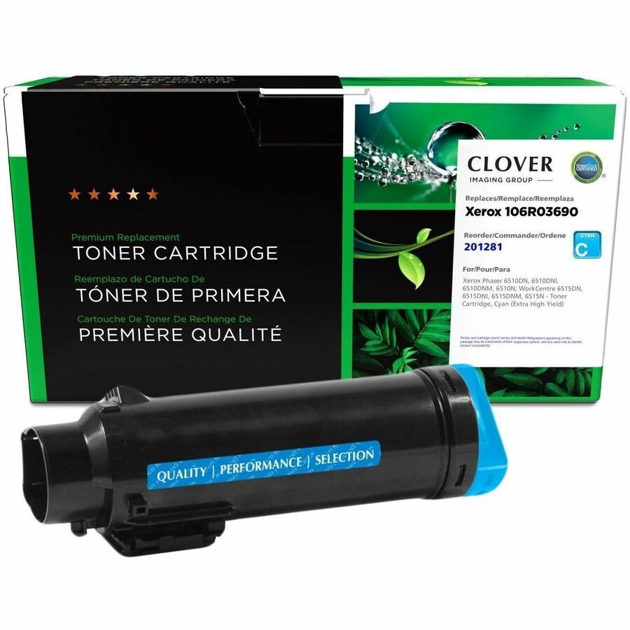 Clover Imaging Remanufactured Extra High Yield Cyan Toner Cartridge for Xerox 106R03690