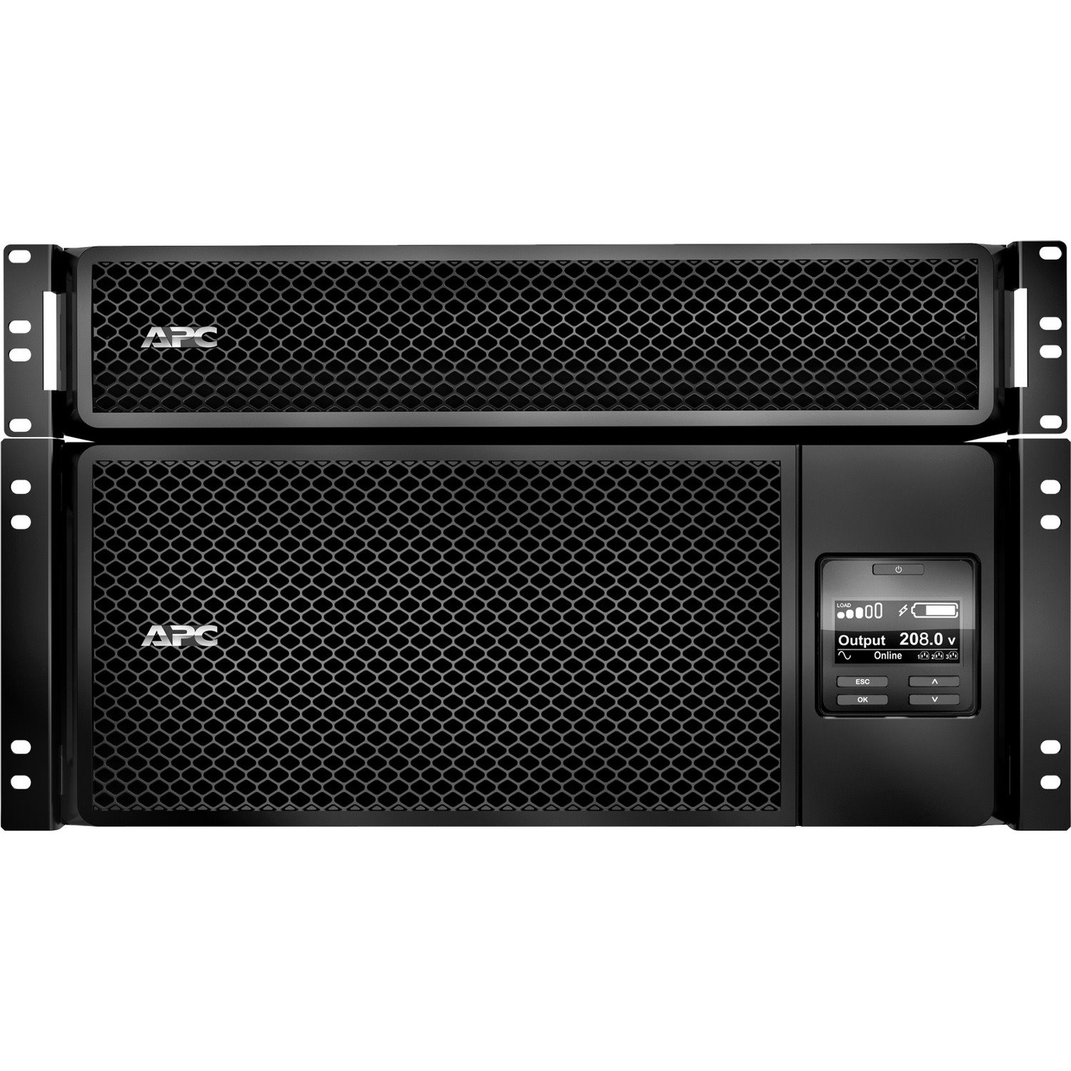 APC Smart-UPS On-Line, 6kVA/6kW, Rackmount 6U, 208V, 12x 5-20R+2x L6-20R+2x L6-30R NEMA, Network Card+SmartSlot, W/ transformer 208V-120V, W/ rail kit