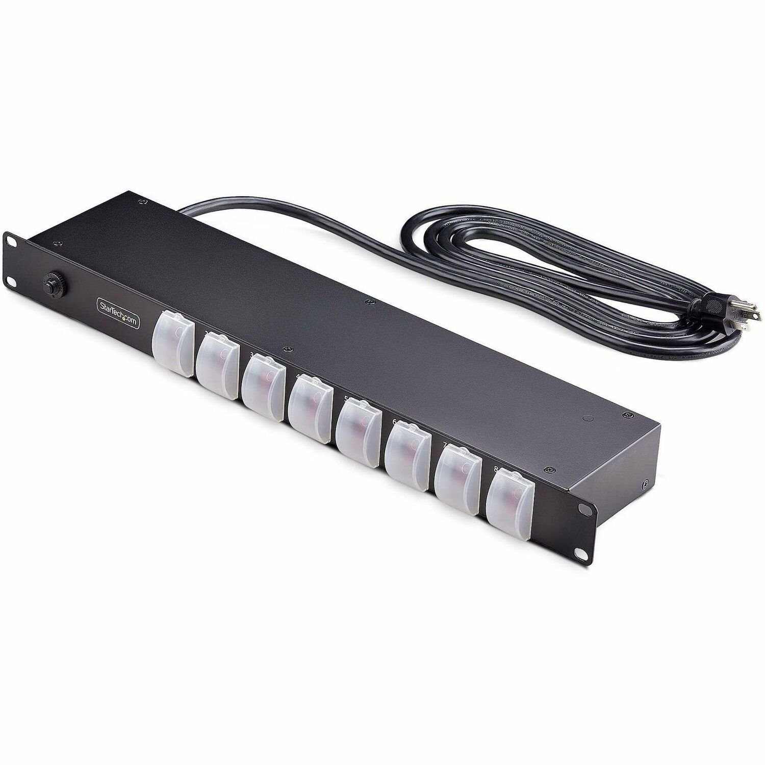 StarTech.com 8-Outlet Horizontal Rack Mount PDU, 1U Power Strip, Outlet On/Off Switches, 15A Circuit Breaker, 8ft/2.4m Cord, NEMA 5-15P/R