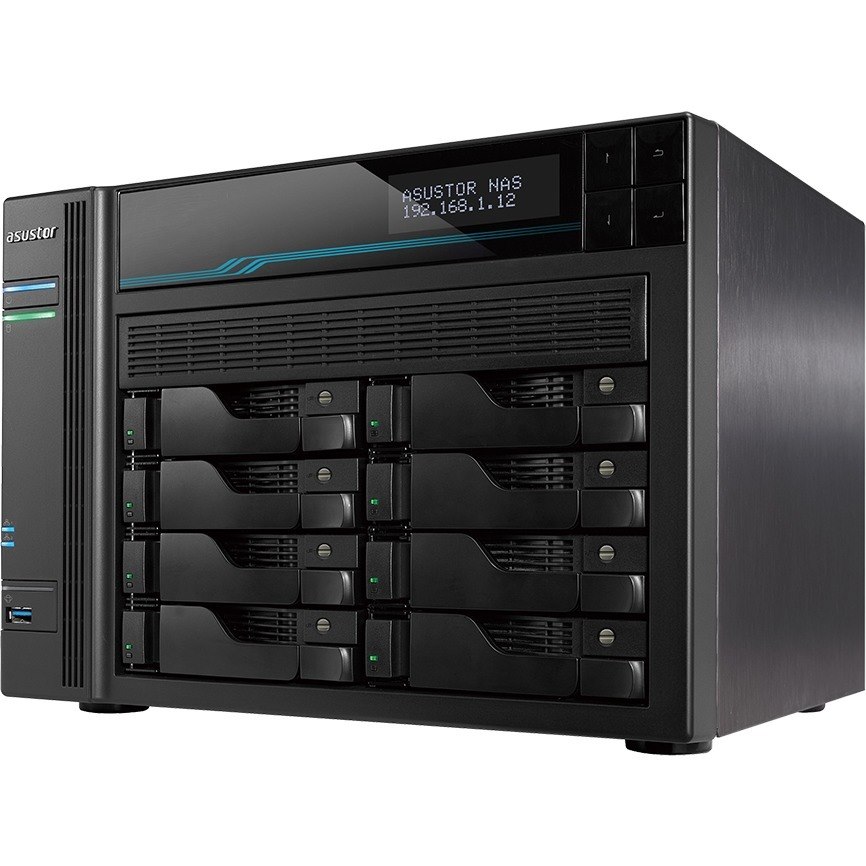 Asustor Lockerstor 8 AS6508T - 8 Bay NAS, 2.1GHz Quad-Core, 2 M.2 NVMe SSD Slot, 10GbE Port, 2.5GbE Port, 8GB RAM DDR4, Enterprise Network Attached Storage (Diskless)