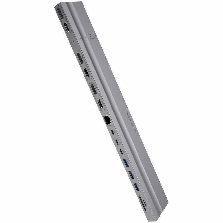 Targus HyperDrive HD156-GL USB Type C Dockingstation voor Monitor, Notebook, Desktop-pc - Geheugenkaartlezer - microSD, SD - Zilver
