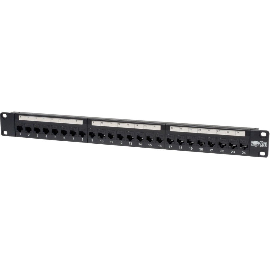 Eaton Tripp Lite Series 24-Port 1U Rack-Mount Cat6/Cat5 Feedthrough Patch Panel, RJ45 Ethernet, TAA