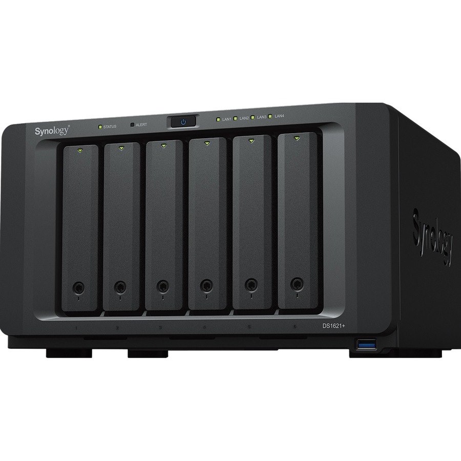 Synology DiskStation DS1621+ 6 x Total Bays SAN/NAS Storage System - AMD Ryzen V1500B Quad-core (4 Core) 2.20 GHz - 4 GB RAM - DDR4 SDRAM Desktop