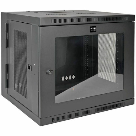 Eaton Tripp Lite Series SmartRack 10U Low-Profile Switch-Depth Wall-Mount Small Rack Enclosure, Clear Acrylic Window, Hinged Back