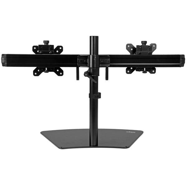 StarTech.com Dual Monitor Stand, Horizontal, For up to 24" (17.6lb/8kg) VESA Monitors, Black, Adjustable Monitor Stand, Steel & Aluminum