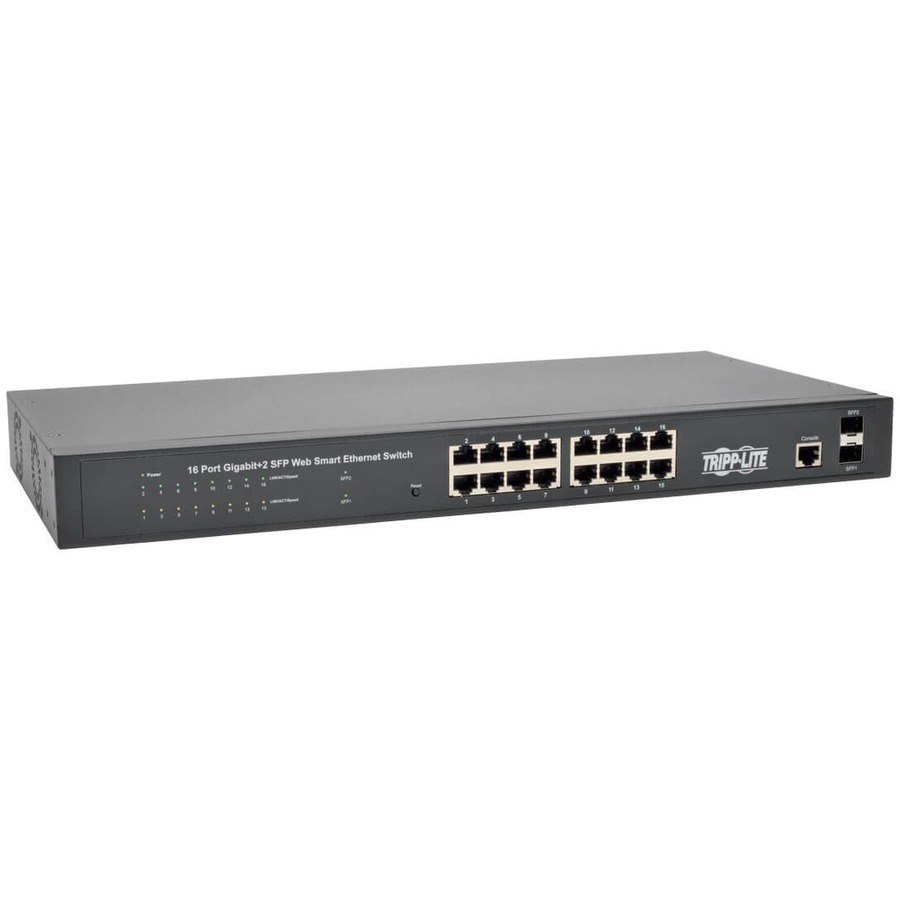 Tripp Lite by Eaton 16 10/100/1000Mbps Port Gigabit L2 Web-Smart Managed Switch, 2 Dedicated Gigabit SFP Slots, 36 Gbps, Web Interface