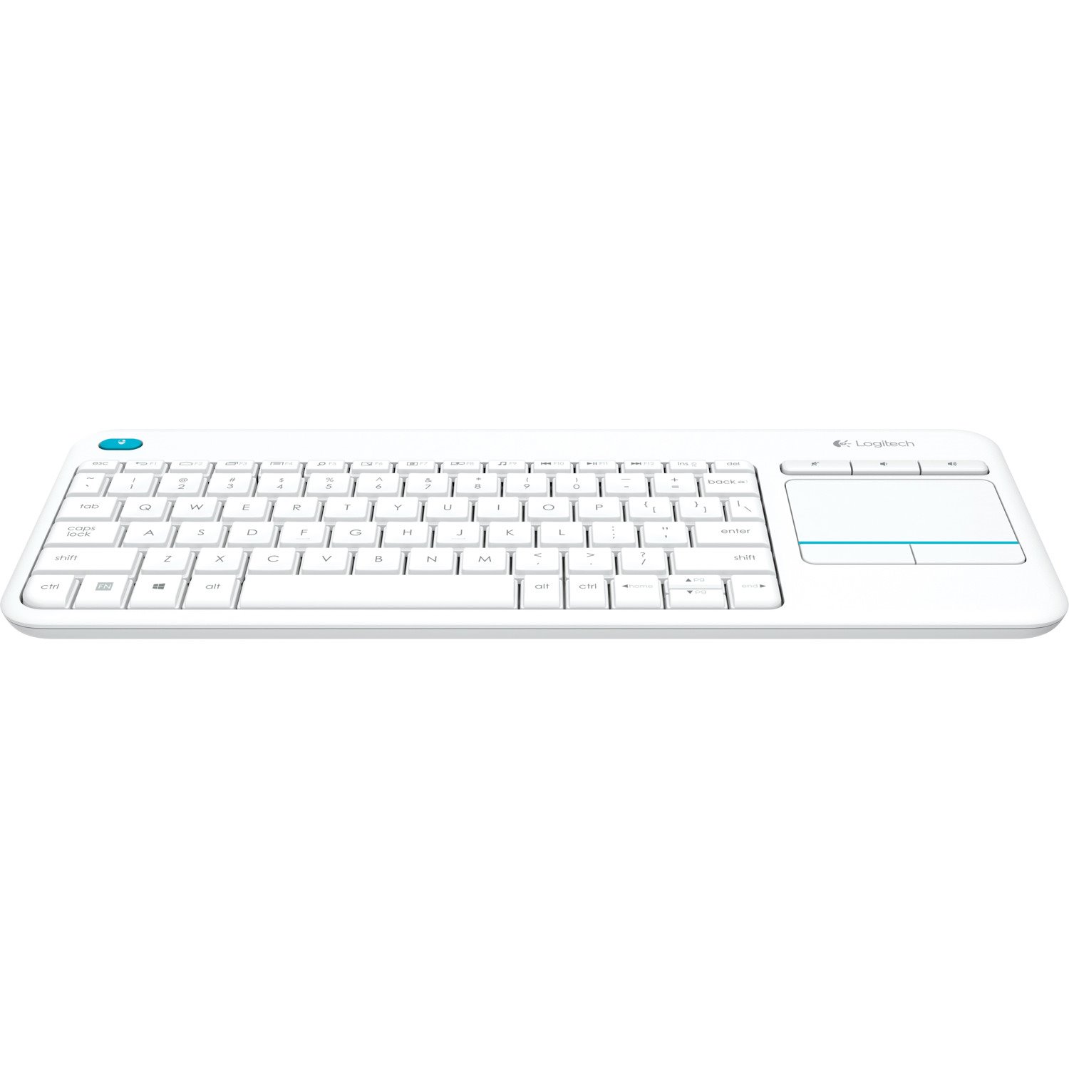Logitech K400 Plus Keyboard - Wireless Connectivity - USB Interface - TouchPad - QWERTY Layout - White