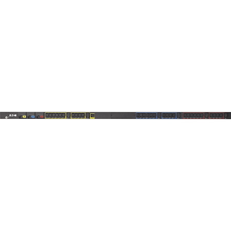 Eaton Basic rack PDU, 0U, L21-30P input, 8.64 kW max, 120/208V, 24A, 10 ft cord, Three-phase, Outlets: (1) 5-20R, (30) C13 Outlet grip, (6) C19 Outlet grip