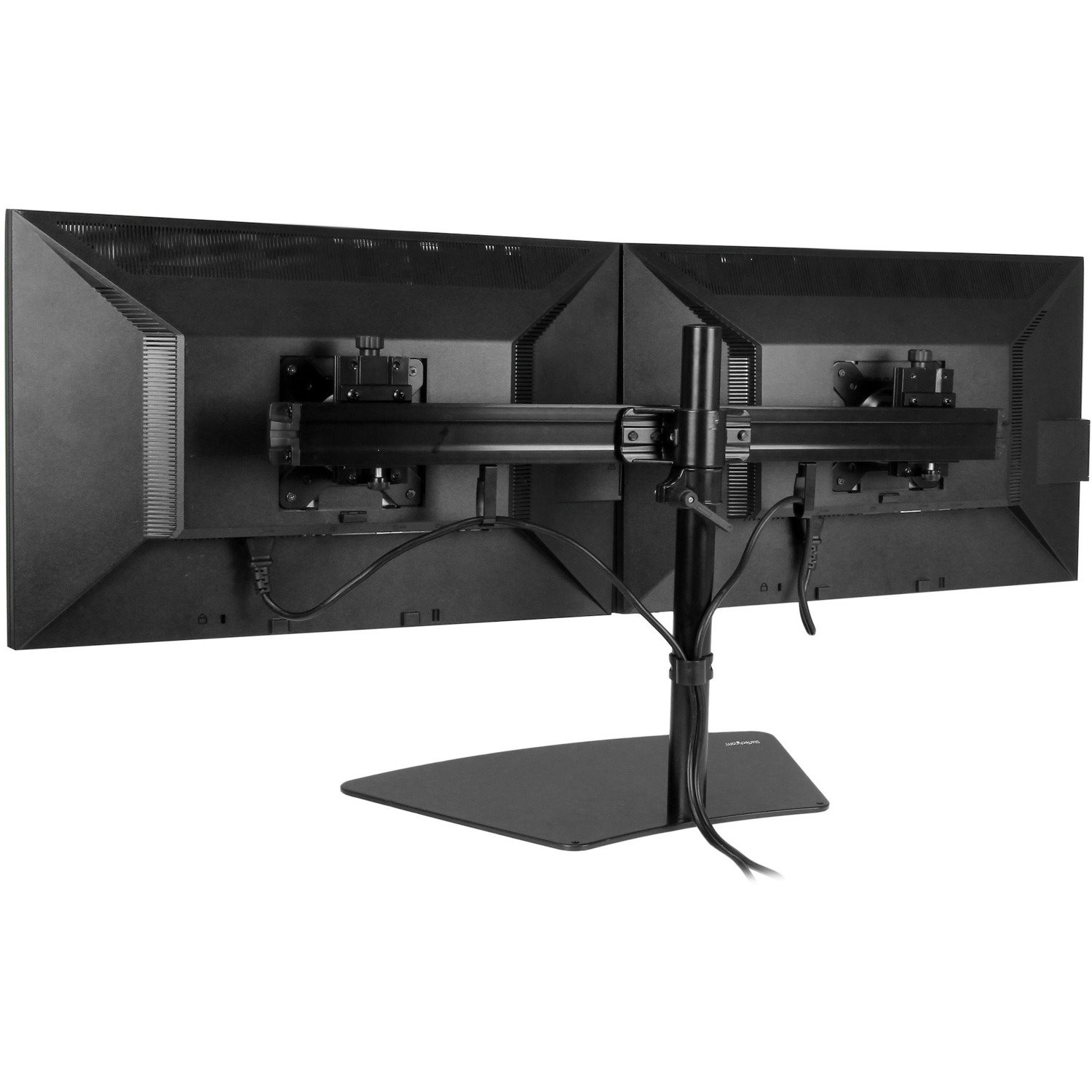 StarTech.com Dual Monitor Stand, Horizontal, For up to 24" (17.6lb/8kg) VESA Monitors, Black, Adjustable Monitor Stand, Steel & Aluminum