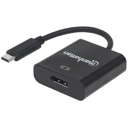 USB-C to DisplayPort 1.2 Cable, 4K@30Hz, 21cm, Male to Female, Black, Lifetime Warranty, Blister