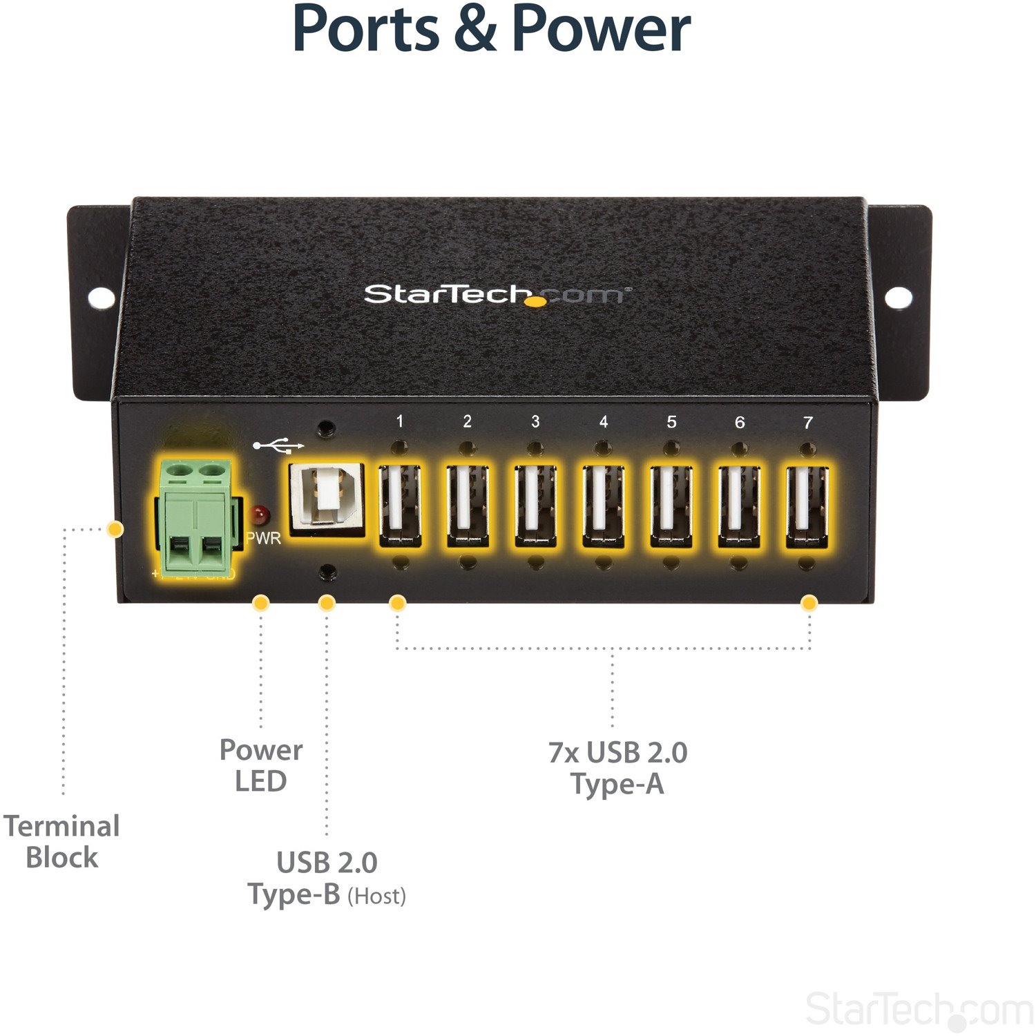 StarTech.com USB Hub - USB Type B - External - Black - TAA Compliant