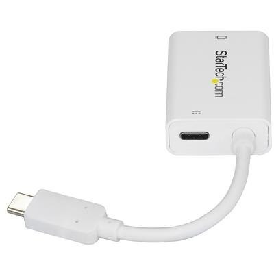 StarTech.com USB C to VGA Adapter with 60W Power Delivery Pass-Through - 1080p USB Type-C to VGA Video Converter w/ Charging - White