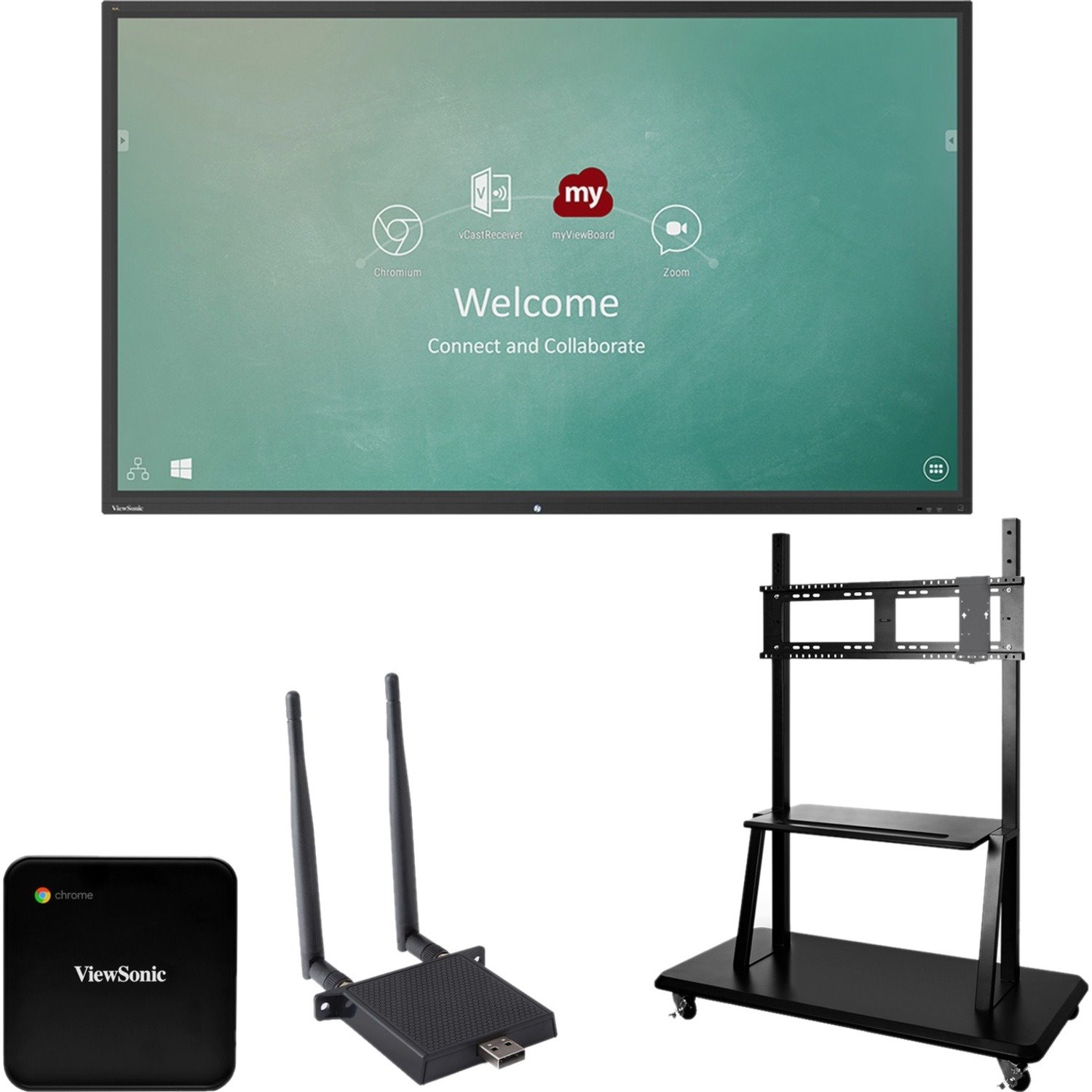 ViewSonic ViewBoard IFP9850-E2 - 4K Interactive Display with WiFi Adapter and Mobile Trolley Cart - 350 cd/m2 - 98"