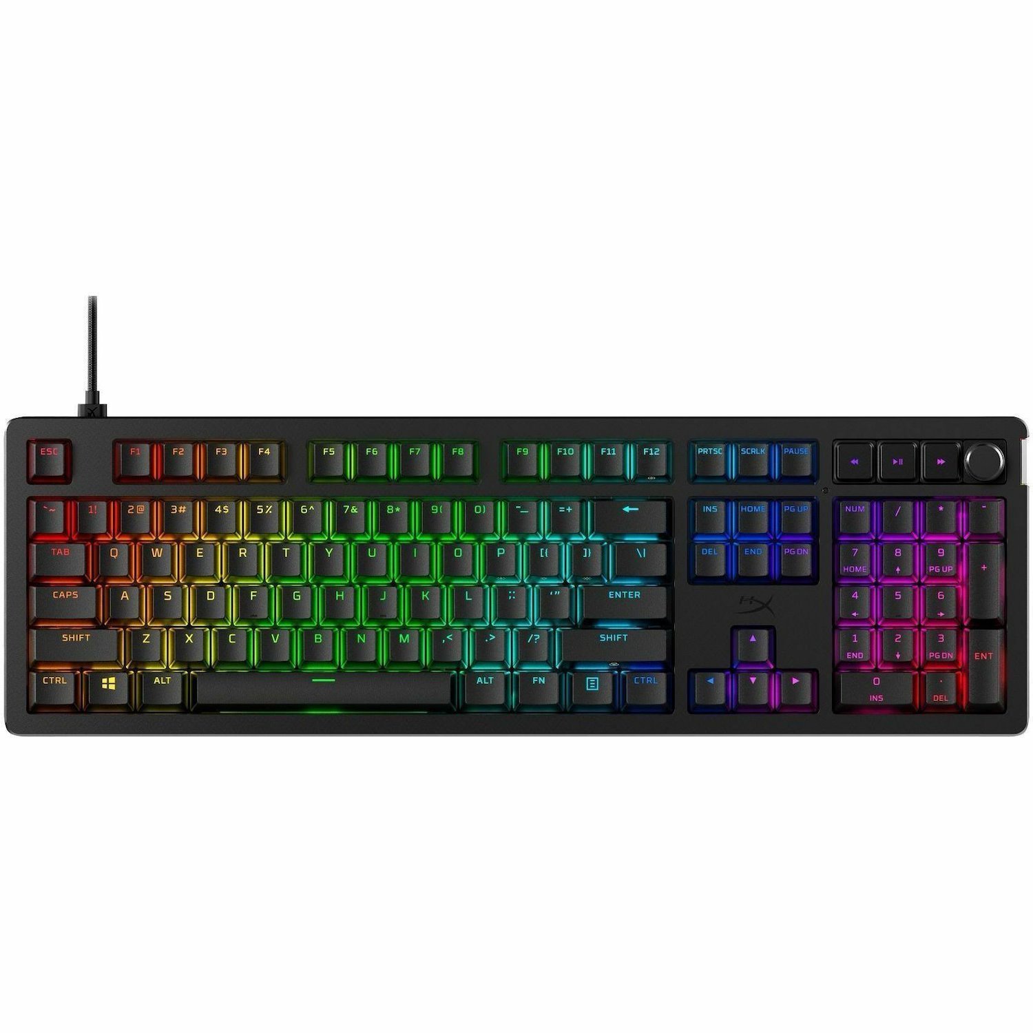 HyperX Alloy Rise Gaming Keyboard - Cable Connectivity - USB Type A Interface - RGB LED - Black