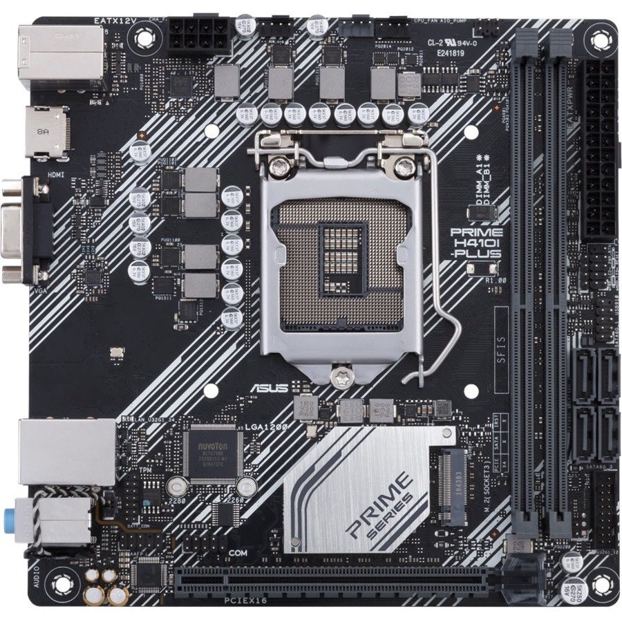 Asus Prime H410I-PLUS/CSM Desktop moederbord - Intel H410 chipset - Socket LGA-1200 - Mini ITX