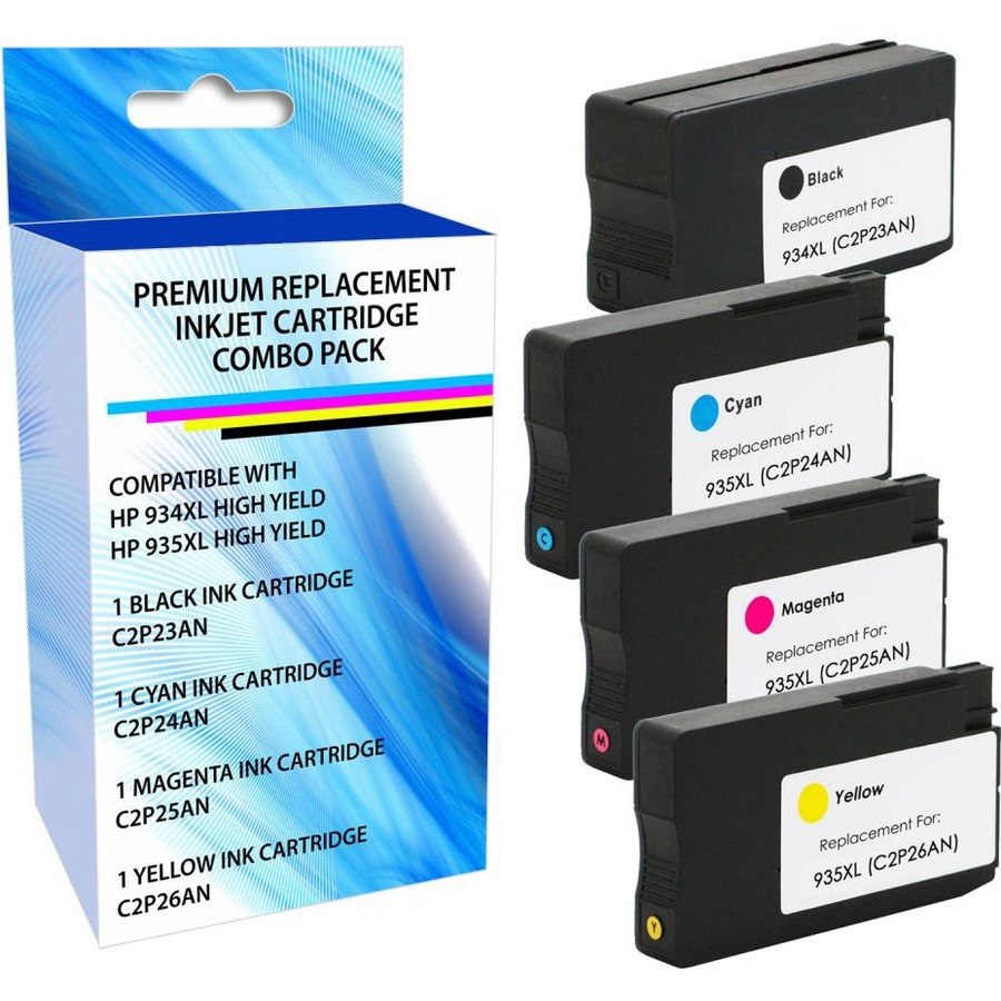 eReplacements 6ZA02AN-ER Remanufactured High Yield Ink Cartridge Replacement for HP 934XL/935XL Black/Cyan/Magenta/Yellow Black/Color Combo Pack
