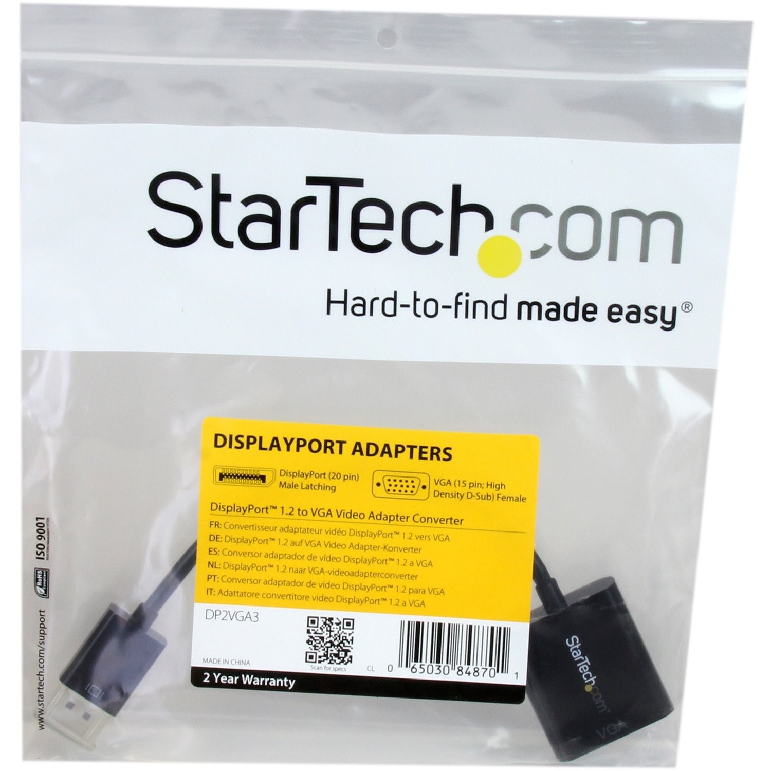 StarTech.com DisplayPort to VGA Adapter, Active DP to VGA Converter, 1080p Video, DP to VGA Adapter Dongle (Digital to Analog), DP 1.2