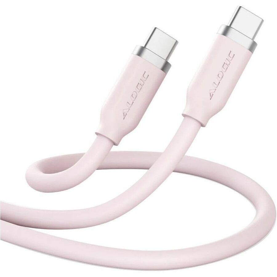 Elements Silicone 5A/240W USB2 USB-C to C Male Cable with cable tie Pink 1m