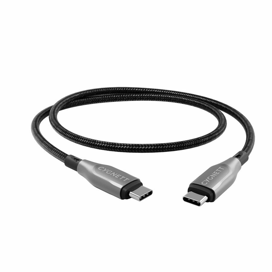 Cygnett Armoured Usb-C To Usb-C (2.0) Cable (1M) - Black(CY4674PCTYC), 5A/100W, Braided,480Mbps Transfer,Fast Charge,Best For Laptop,5 Years Warranty