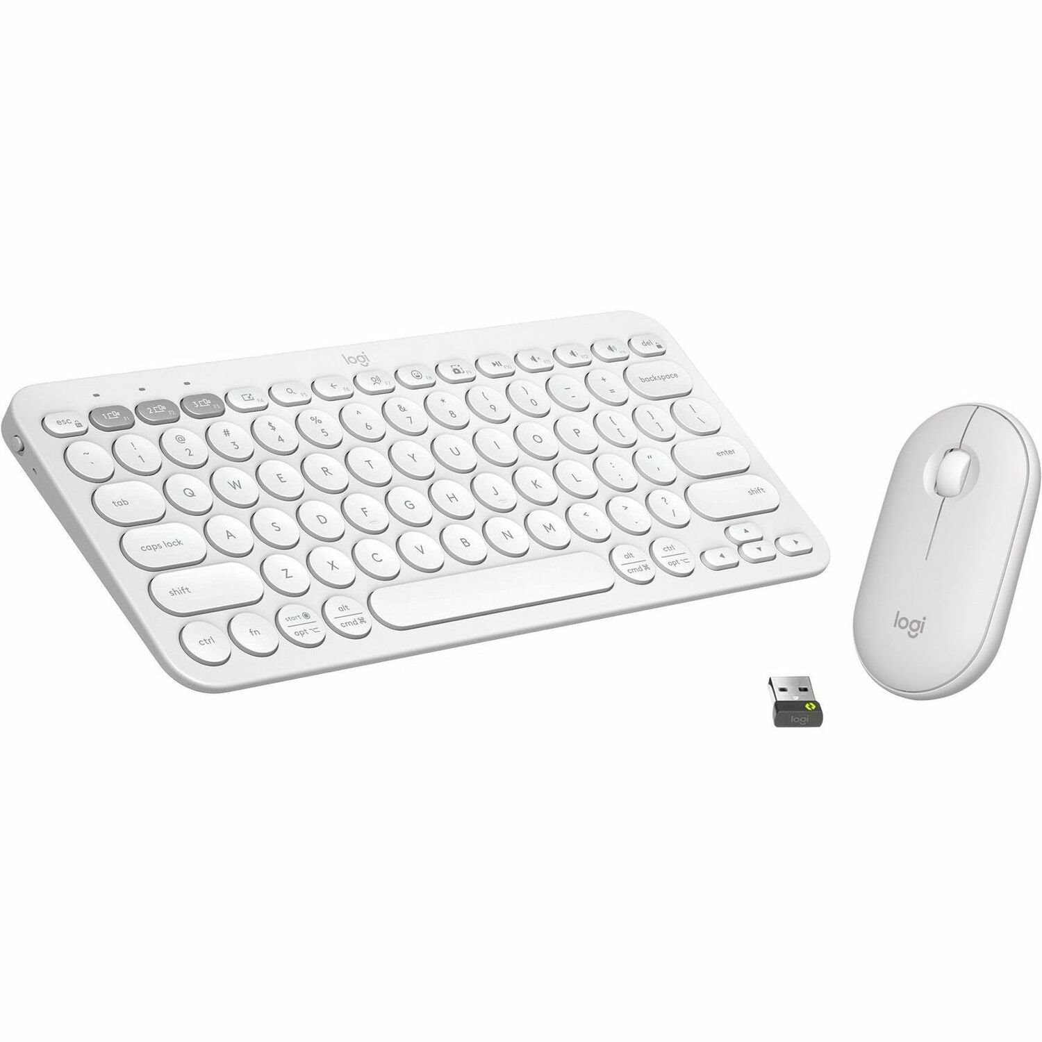 Logitech Pebble 2 Combo, Wireless Keyboard and Mouse, Quiet and Portable, Customizable, Logi Bolt, Bluetooth, Tonal White